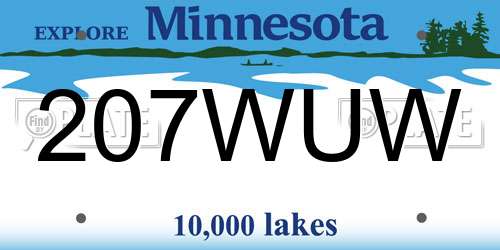 207WUW Minnesota License Plate