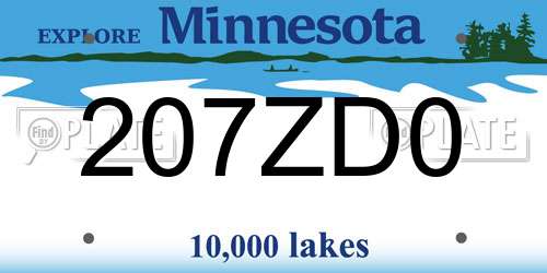 207ZD0 Minnesota License Plate