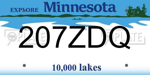 207ZDQ Minnesota License Plate