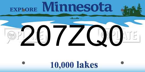 207ZQ0 Minnesota License Plate