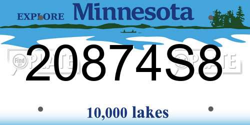20874S8 Minnesota License Plate