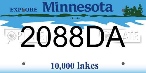 2088DA Minnesota License Plate