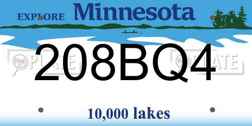 208BQ4 Minnesota License Plate