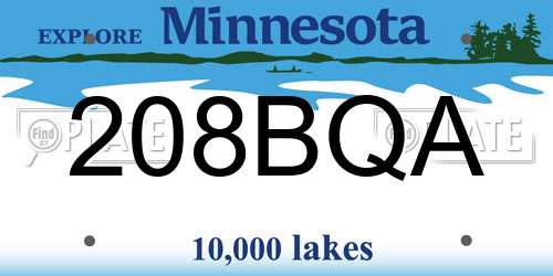 208BQA Minnesota License Plate