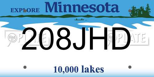 208JHD Minnesota License Plate