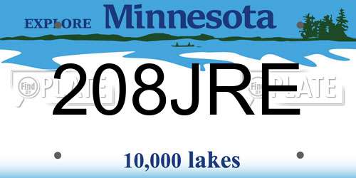 208JRE Minnesota License Plate