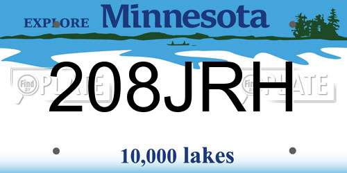 208JRH Minnesota License Plate