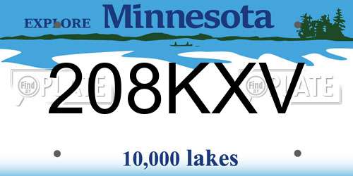 208KXV Minnesota License Plate