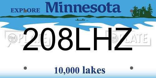 208LHZ Minnesota License Plate