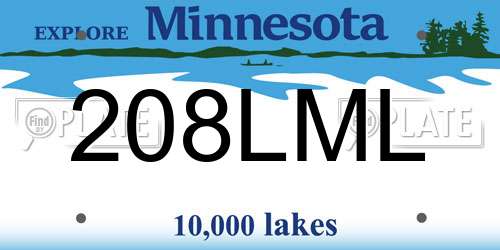 208LML Minnesota License Plate