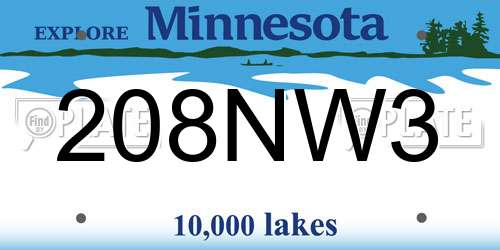 208NW3 Minnesota License Plate