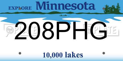208PHG Minnesota License Plate
