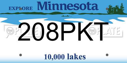 208PKT Minnesota License Plate