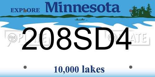 208SD4 Minnesota License Plate