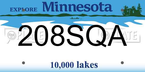 208SQA Minnesota License Plate