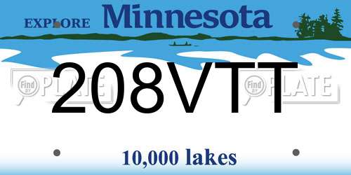 208VTT Minnesota License Plate