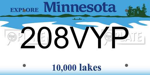 208VYP Minnesota License Plate