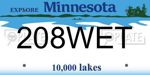 208WET Minnesota License Plate