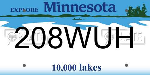 208WUH Minnesota License Plate