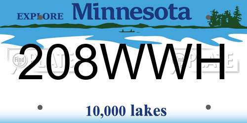 208WWH Minnesota License Plate