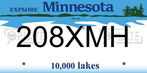 208XMH Minnesota License Plate