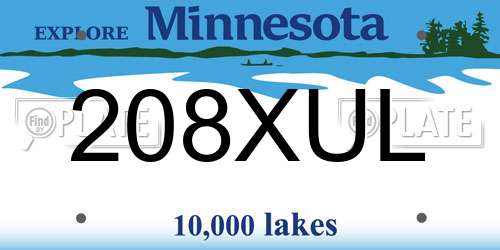 208XUL Minnesota License Plate