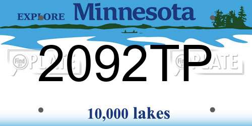 2092TP Minnesota License Plate
