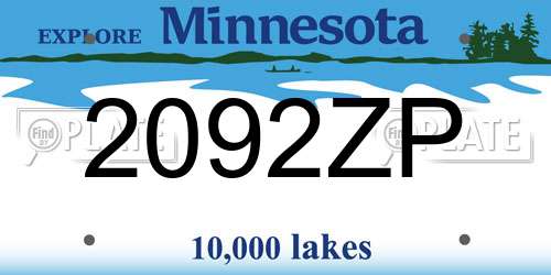 2092ZP Minnesota License Plate
