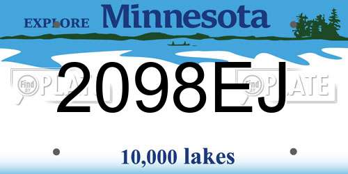 2098EJ Minnesota License Plate
