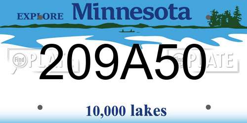 209A50 Minnesota License Plate