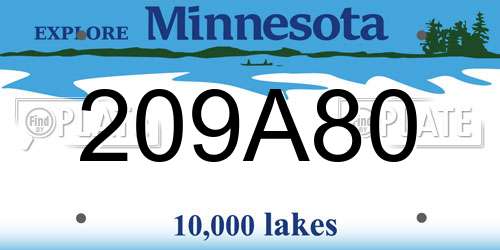 209A80 Minnesota License Plate