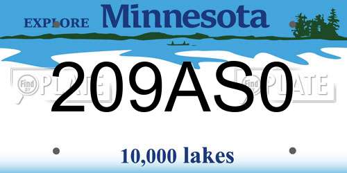 209AS0 Minnesota License Plate