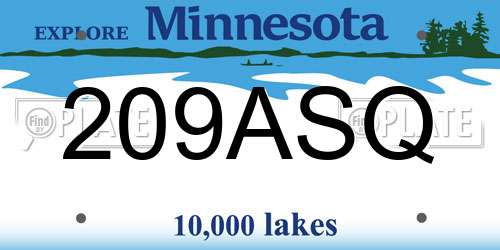 209ASQ Minnesota License Plate