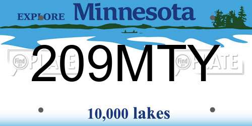 209MTY Minnesota License Plate