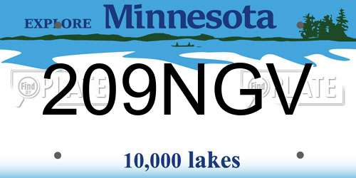 209NGV Minnesota License Plate