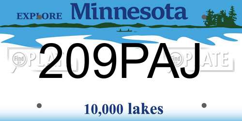 209PAJ Minnesota License Plate