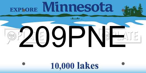 209PNE Minnesota License Plate