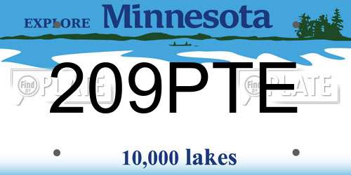 209PTE Minnesota License Plate
