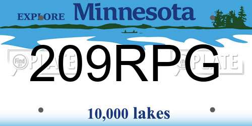 209RPG Minnesota License Plate