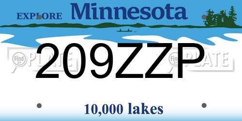 209ZZP Minnesota License Plate