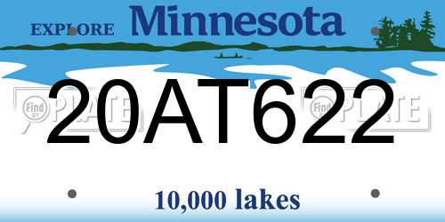 20AT622 Minnesota License Plate