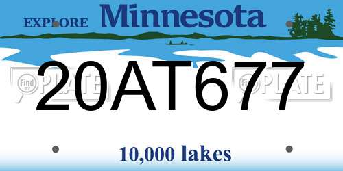 20AT677 Minnesota License Plate