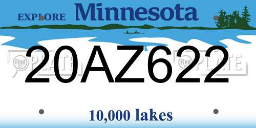 20AZ622 Minnesota License Plate