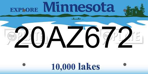 20AZ672 Minnesota License Plate