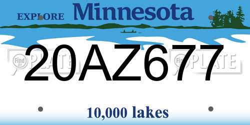 20AZ677 Minnesota License Plate