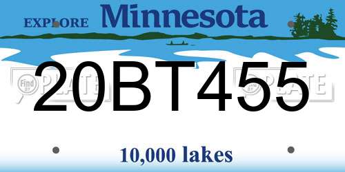 20BT455 Minnesota License Plate