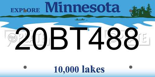 20BT488 Minnesota License Plate
