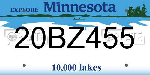 20BZ455 Minnesota License Plate