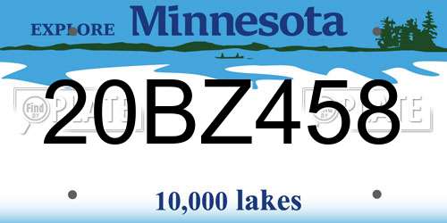 20BZ458 Minnesota License Plate