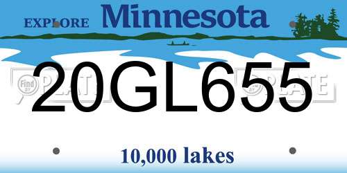 20GL655 Minnesota License Plate